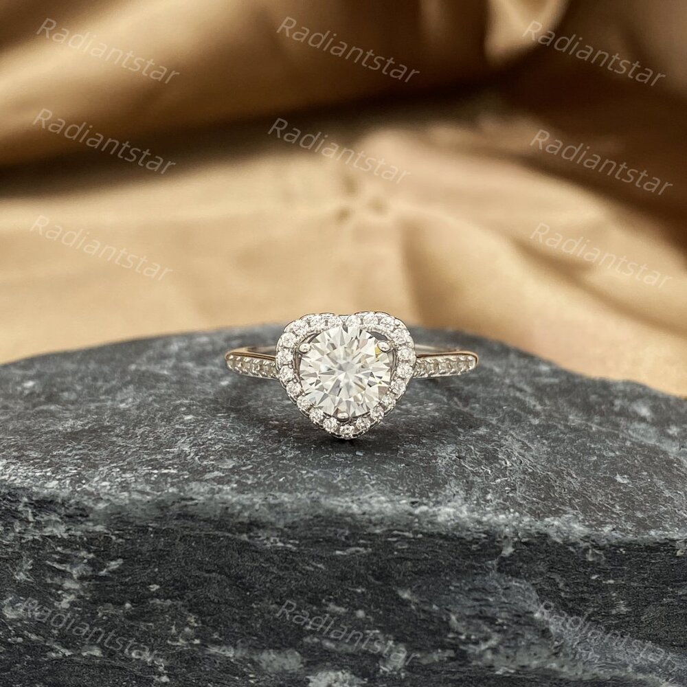 NEW Certified 1ct. t.w. Moissanite Halo Heart Ring - Picture 6 of 8